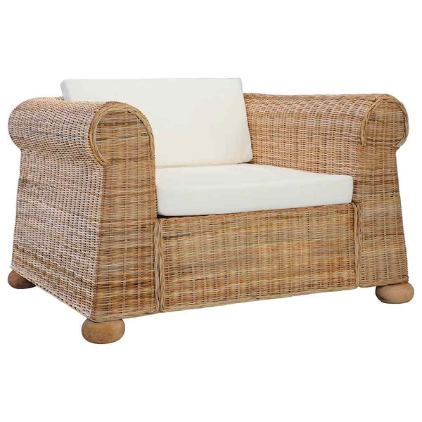 Sessel mit Kissen Natur Rattan