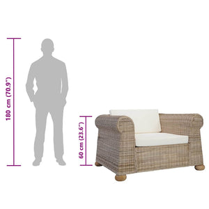 Sessel mit Kissen Natur Rattan
