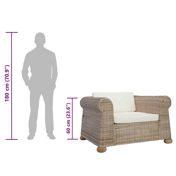 Sessel mit Kissen Natur Rattan
