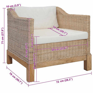 Sessel mit Auflagen Natur Rattan