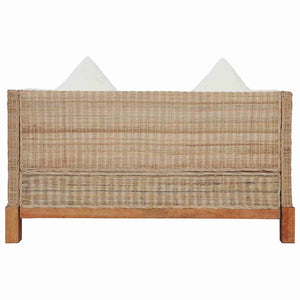 2-Sitzer-Sofa mit Kissen Natürliches Rattan