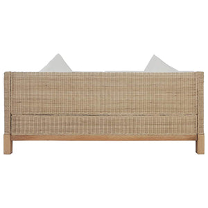 3-Sitzer-Sofa mit Kissen Natürliches Rattan