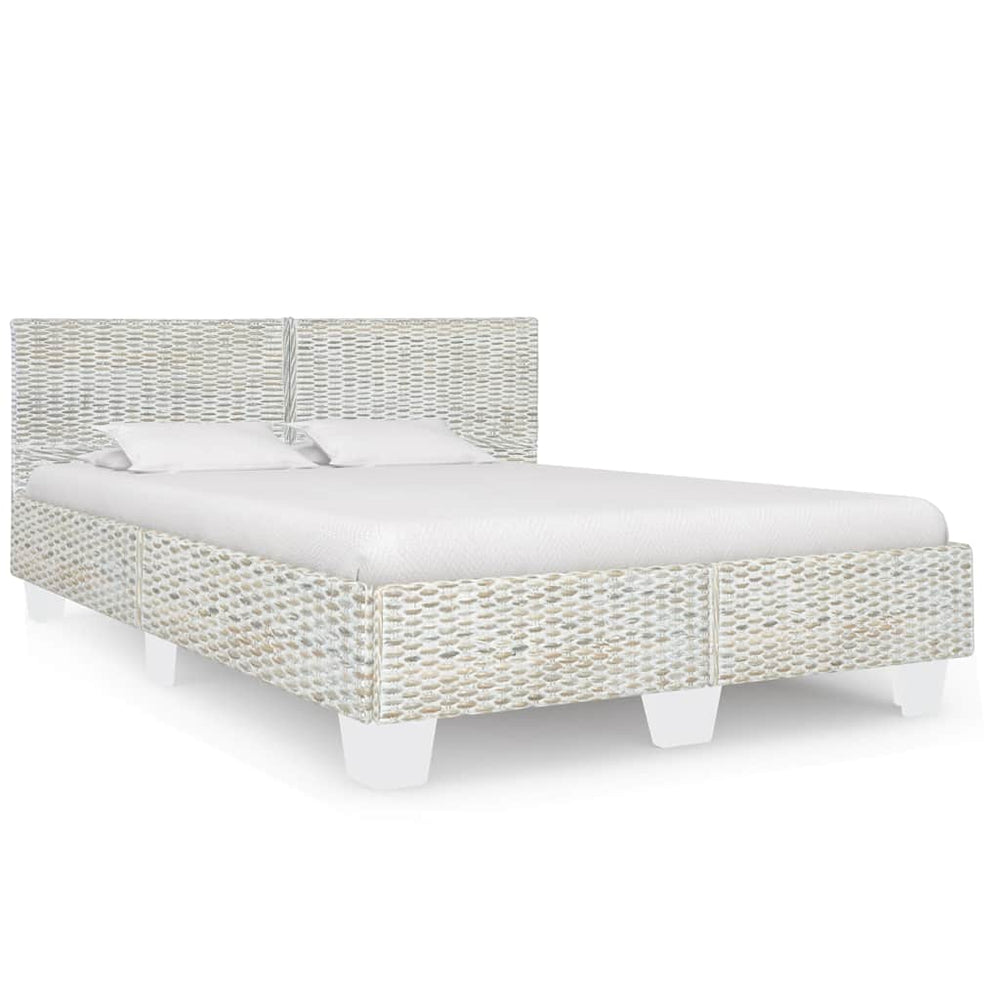 vidaXL Cadre de lit gris rotin naturel 140 x 200 cm