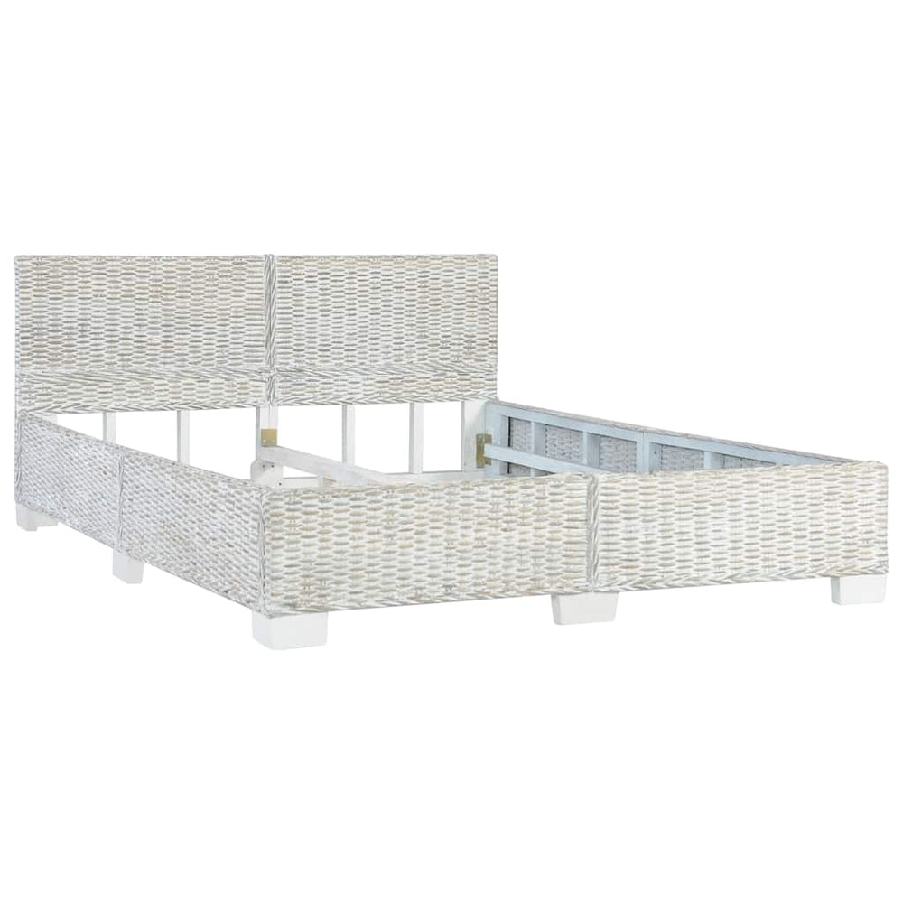 vidaXL Cadre de lit gris rotin naturel 140 x 200 cm