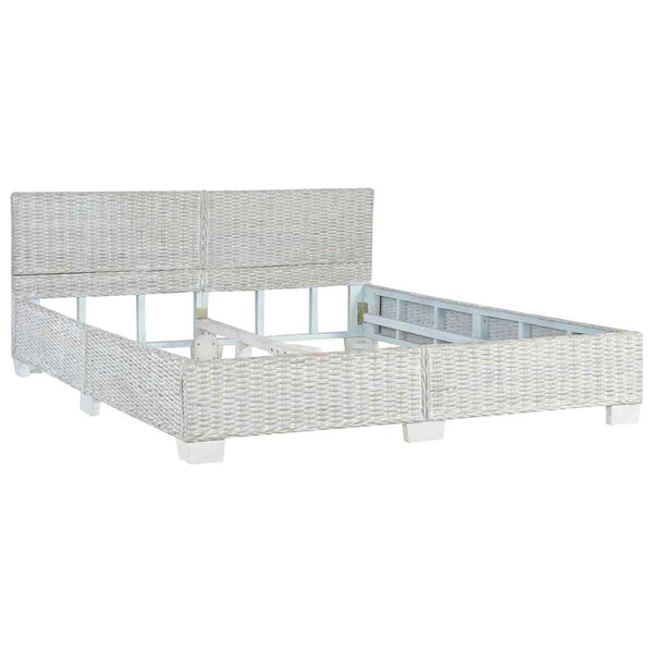 Bettgestell Grau Natur Rattan 160 x 200 cm