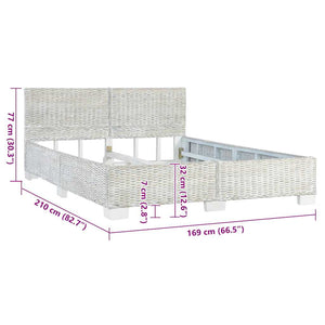 Bettgestell Grau Natur Rattan 160 x 200 cm