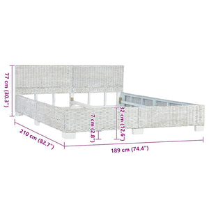 Bett Grau Natur Rattan 180x200 cm