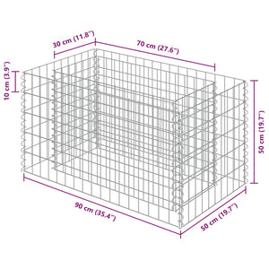 Gabionen-Hochbeet Verzinkter Stahl 90×50×50 cm