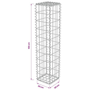 Gabionenwand mit Abdeckung Verzinkter Stahl 20×20×100 cm