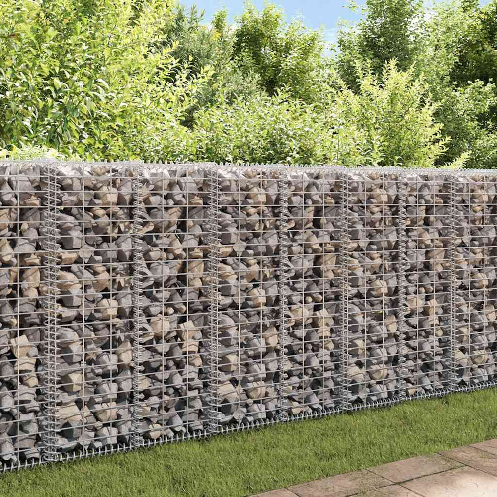 Gabionenwand mit Abdeckung Verzinkter Stahl 20×20×100 cm