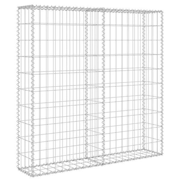 Gabionenwand mit Abdeckung Verzinkter Stahl 80×20×100 cm
