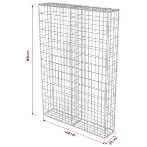 Gabionenwand mit Abdeckung Verzinkter Stahl 100×20×150 cm