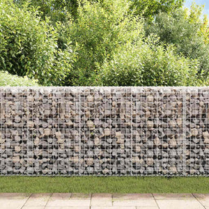 Gabionenwand mit Abdeckung Verzinkter Stahl 200×20×85 cm