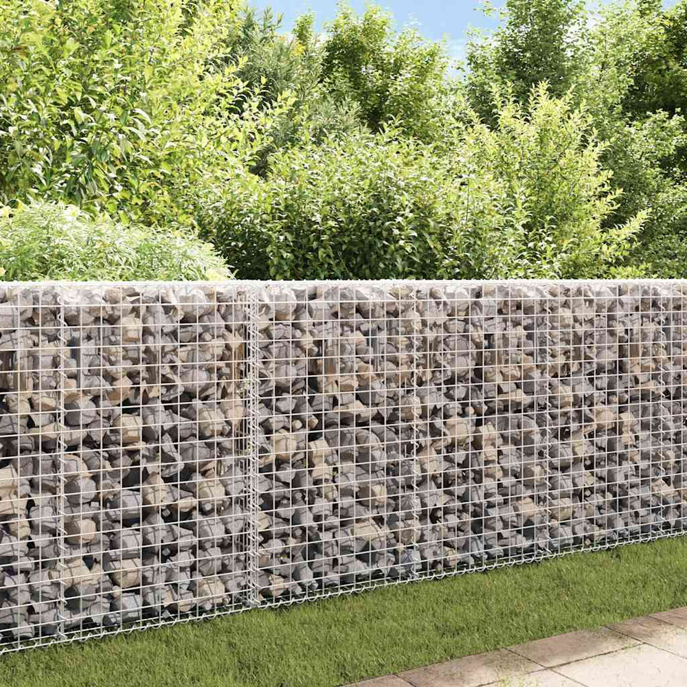 Gabionenwand mit Abdeckung Verzinkter Stahl 200×20×85 cm