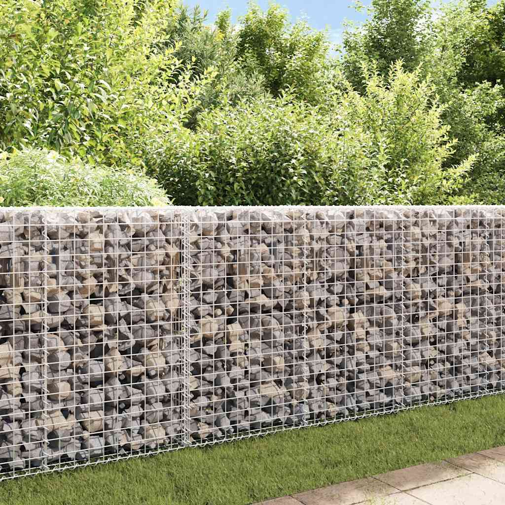 Gabionenwand mit Abdeckung Verzinkter Stahl 200×20×85 cm