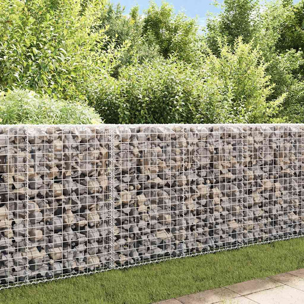 Gabionenwand mit Abdeckung Verzinkter Stahl 200×20×85 cm