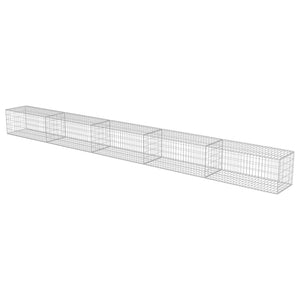 Gabionenwand mit Abdeckung Verzinkter Stahl 600×50×50 cm