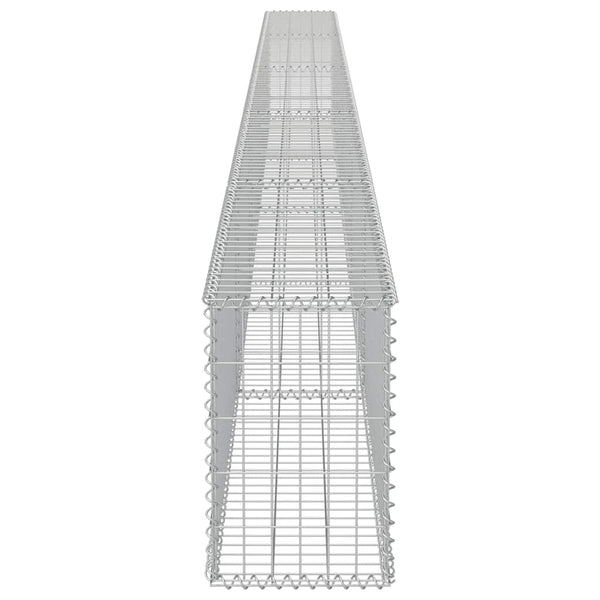 Gabionenwand mit Abdeckung Verzinkter Stahl 600×30×50 cm