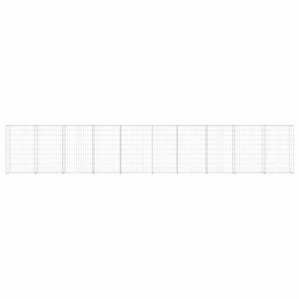 Gabionenwand mit Abdeckung Verzinkter Stahl 600×30×100 cm