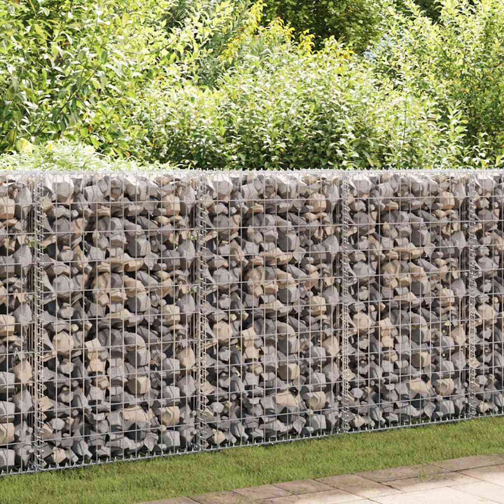 Gabionenwand mit Abdeckung Verzinkter Stahl 600×30×100 cm