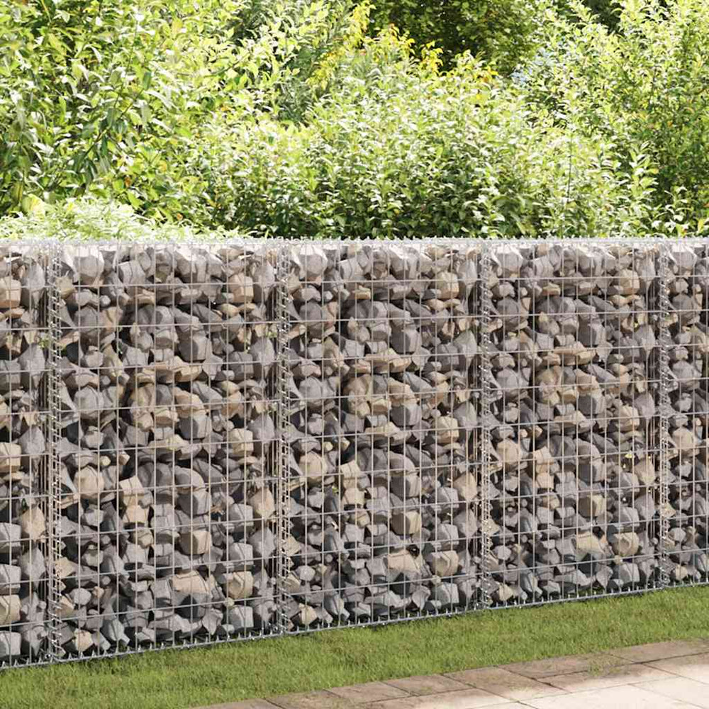 Gabionenwand mit Abdeckung Verzinkter Stahl 600×30×150 cm