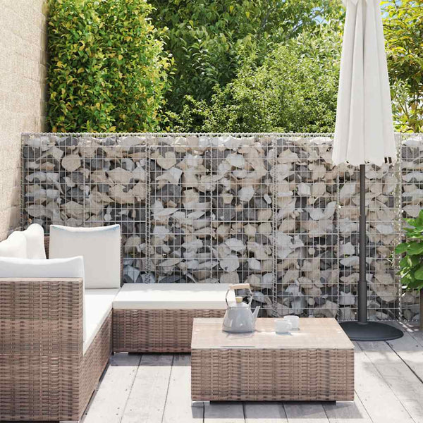 Gabionenwand mit Abdeckung Verzinkter Stahl 900×50×150 cm