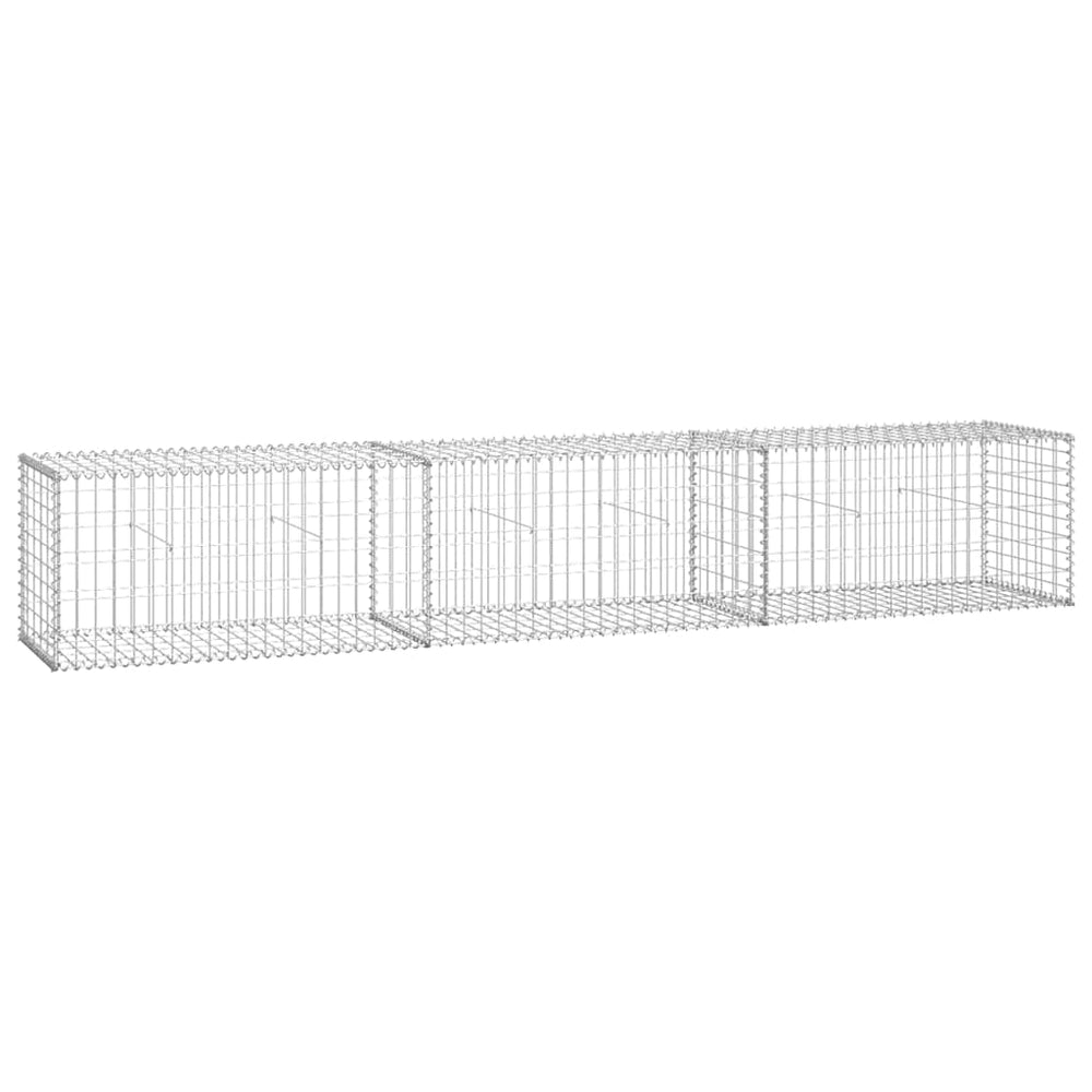 Gabionenwand mit Abdeckung 300×50×50 cm Verzinkter Stahl