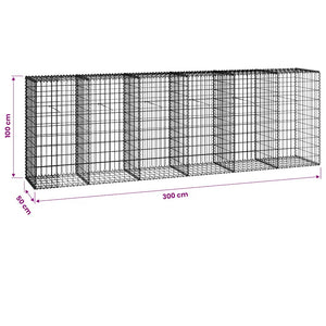 Gabionenwand mit Abdeckung Verzinkter Stahl 300×50×100 cm