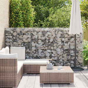 Gabionenwand mit Abdeckung Verzinkter Stahl 300×50×150 cm