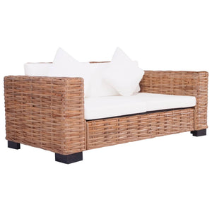 vidaXL Canapé de jardin 2 places en rotin naturel