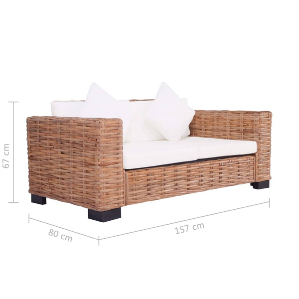 vidaXL Canapé de jardin 2 places en rotin naturel