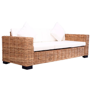 vidaXL Canapé de jardin 3 places en rotin naturel