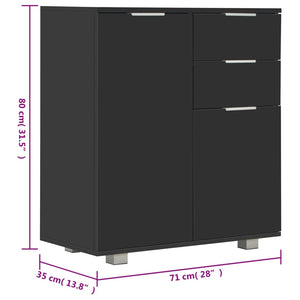Sideboard Hochglanz-Schwarz 71x35x80 cm Holzwerkstoff