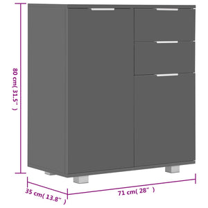 Sideboard Hochglanz-Grau 71x35x80 cm Holzwerkstoff