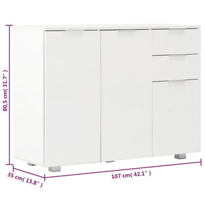 Sideboard Hochglanz-Weiß 107x35x80,5 cm
