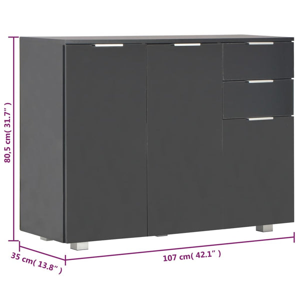 Sideboard Hochglanz-Schwarz 107x35x80,5 cm