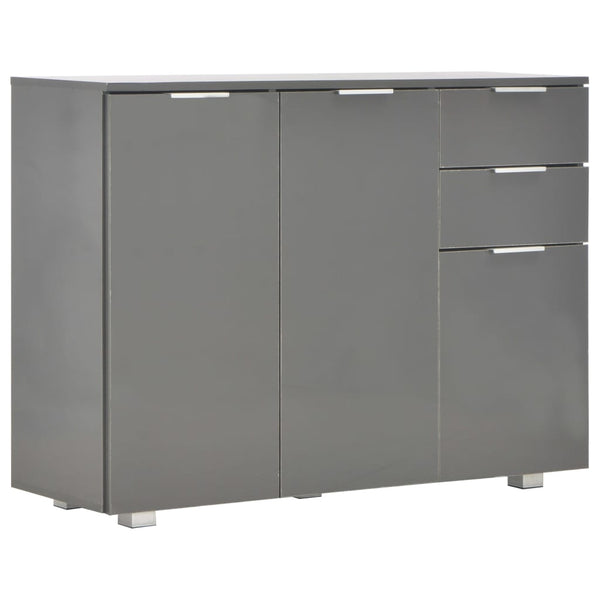 vidaXL Bahut gris brillant 107x35x80,5 cm