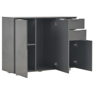 vidaXL Bahut gris brillant 107x35x80,5 cm