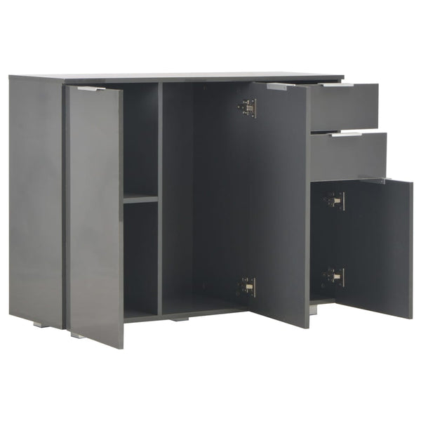 vidaXL Bahut gris brillant 107x35x80,5 cm