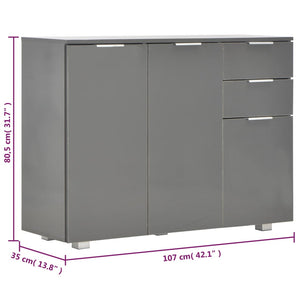 vidaXL Bahut gris brillant 107x35x80,5 cm