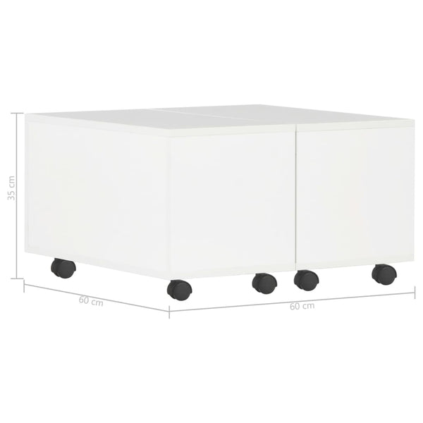 Couchtisch Hochglanz-Weiß 60x60x35 cm Spanplatte