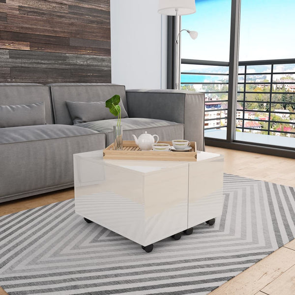 vidaXL Table basse Blanc brillant 60x60x35 cm Aggloméré