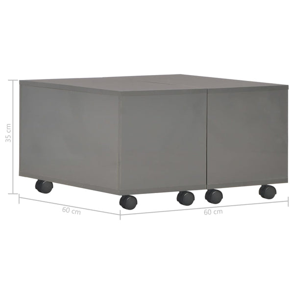 Couchtisch Hochglanz-Grau 60×60×35 cm Spanplatte