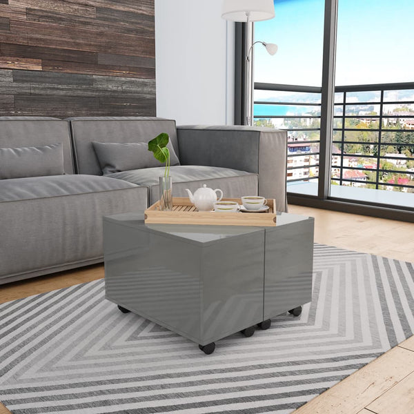 Couchtisch Hochglanz-Grau 60×60×35 cm Spanplatte