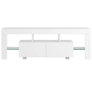 TV-Schrank mit LED-Leuchten Hochglanz-Weiß 130x35x45 cm