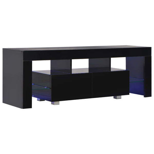 Meuble TV vidaXL avec lumières LED noir brillant 130x35x45 cm