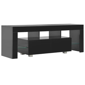 TV-Schrank mit LED-Leuchten Hochglanz-Schwarz 130x35x45 cm