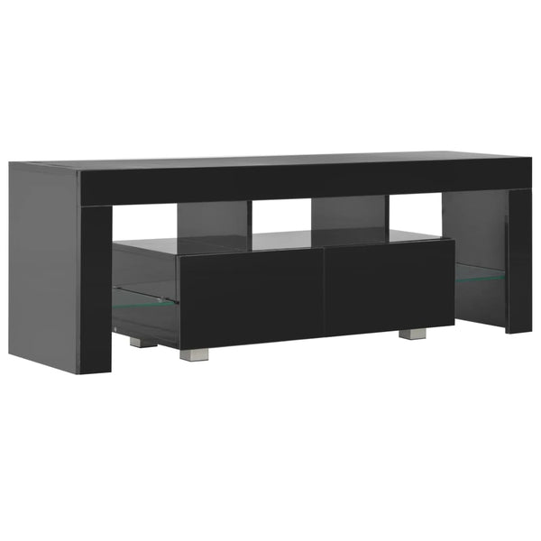 TV-Schrank mit LED-Leuchten Hochglanz-Schwarz 130x35x45 cm