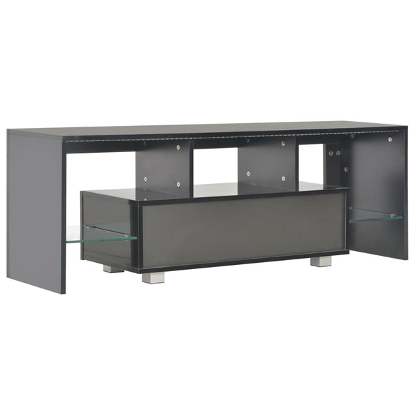TV-Schrank mit LED-Leuchten Hochglanz-Schwarz 130x35x45 cm