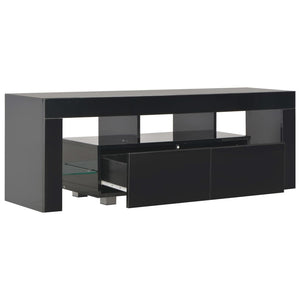 Meuble TV vidaXL avec lumières LED noir brillant 130x35x45 cm